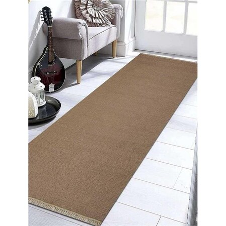 Jensendistributionservices 3 x 13 ft. Hand Woven Flat Weave Kilim Wool Runner Rug; Cream MI1557131